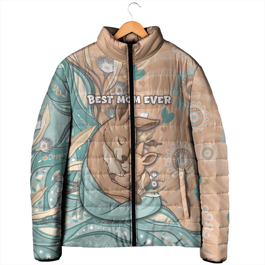 Personalised Australia Mother's Day Padded Jacket Kangaroo Mum And Joey Aboriginal Dot Art
