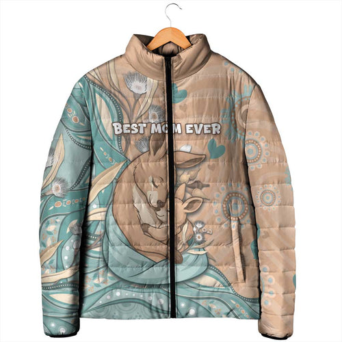 Personalised Australia Mother's Day Padded Jacket Kangaroo Mum And Joey Aboriginal Dot Art