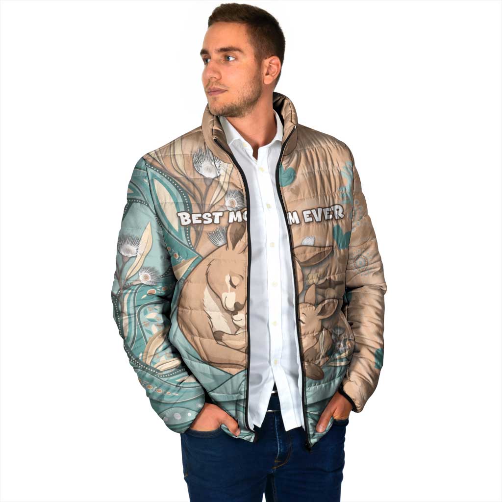 Personalised Australia Mother's Day Padded Jacket Kangaroo Mum And Joey Aboriginal Dot Art