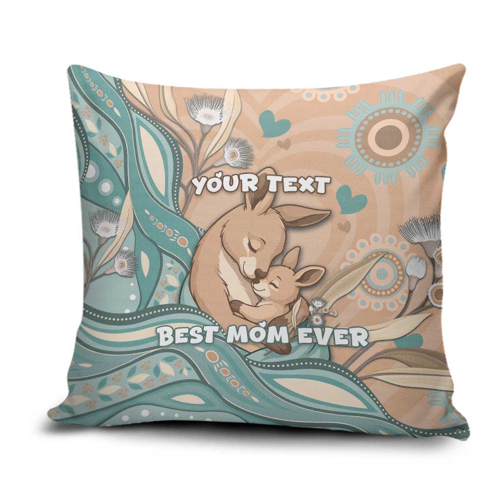 Personalised Australia Mother's Day Pillow Cover Kangaroo Mum And Joey Aboriginal Dot Art