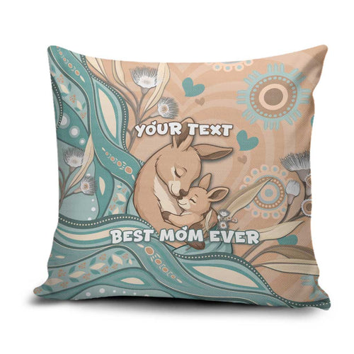 Personalised Australia Mother's Day Pillow Cover Kangaroo Mum And Joey Aboriginal Dot Art