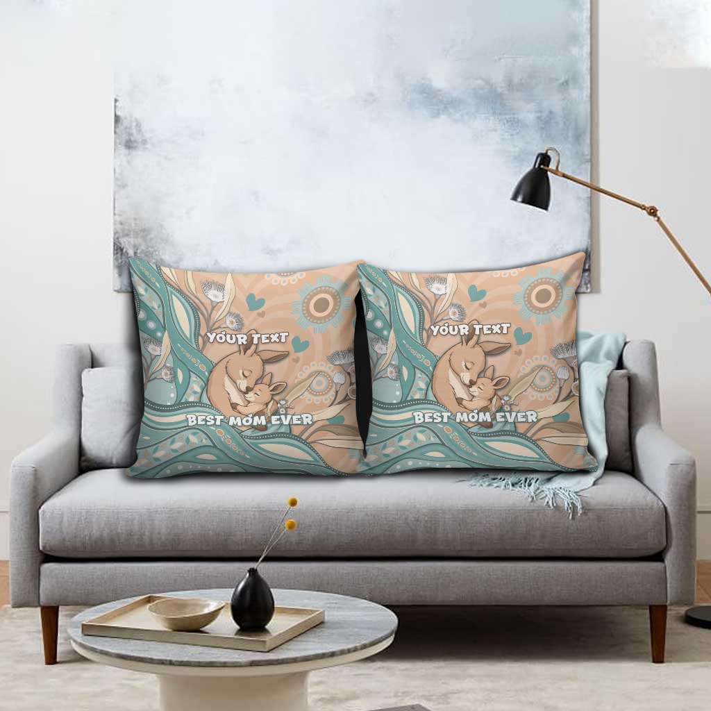 Personalised Australia Mother's Day Pillow Cover Kangaroo Mum And Joey Aboriginal Dot Art