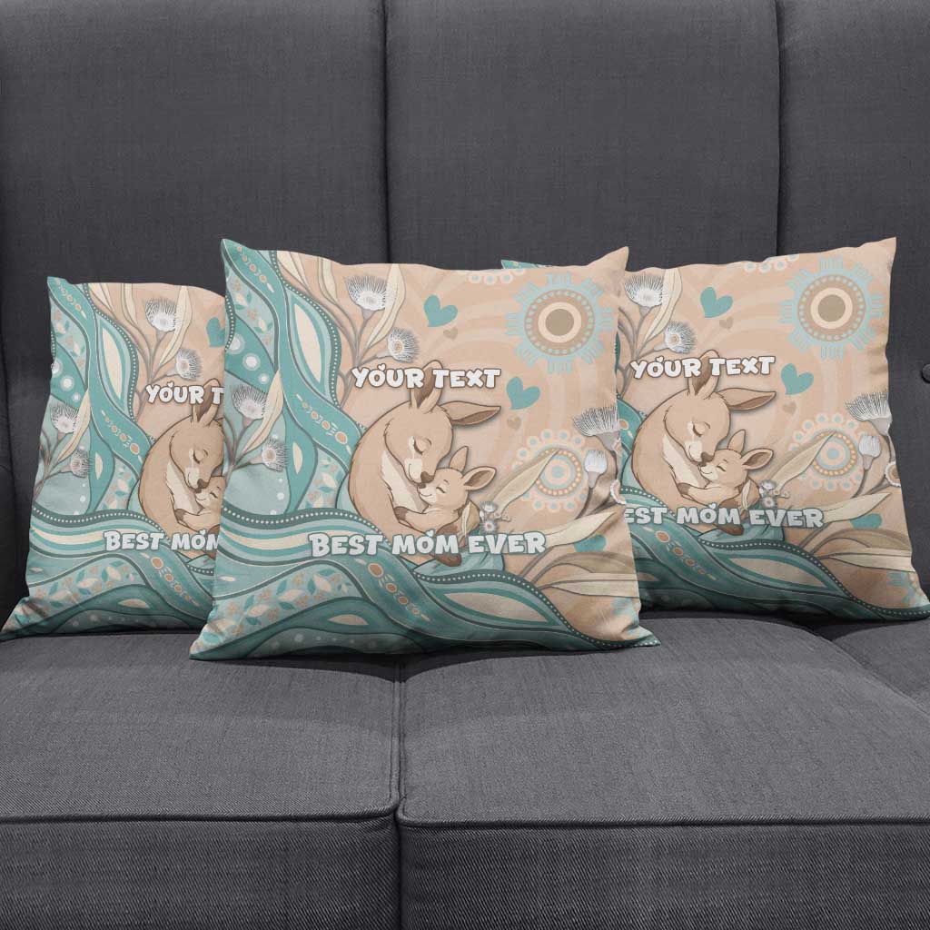 Personalised Australia Mother's Day Pillow Cover Kangaroo Mum And Joey Aboriginal Dot Art