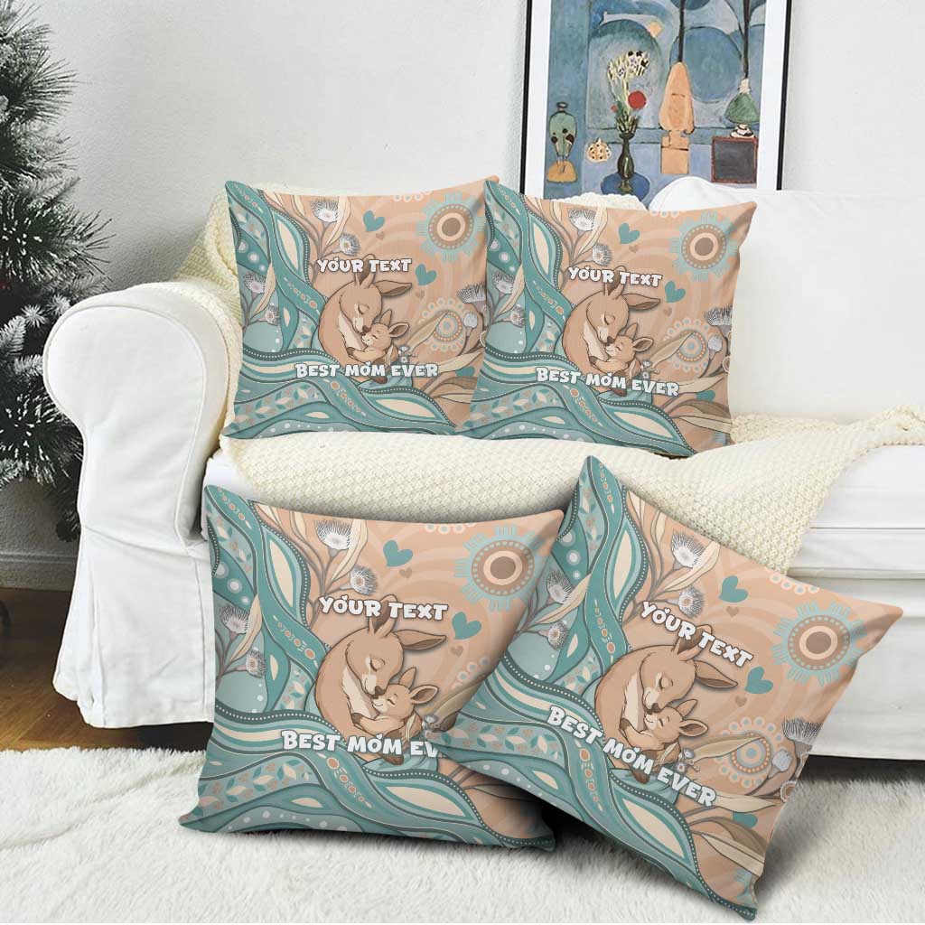 Personalised Australia Mother's Day Pillow Cover Kangaroo Mum And Joey Aboriginal Dot Art
