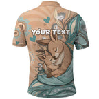 Personalised Australia Mother's Day Polo Shirt Kangaroo Mum And Joey Aboriginal Dot Art