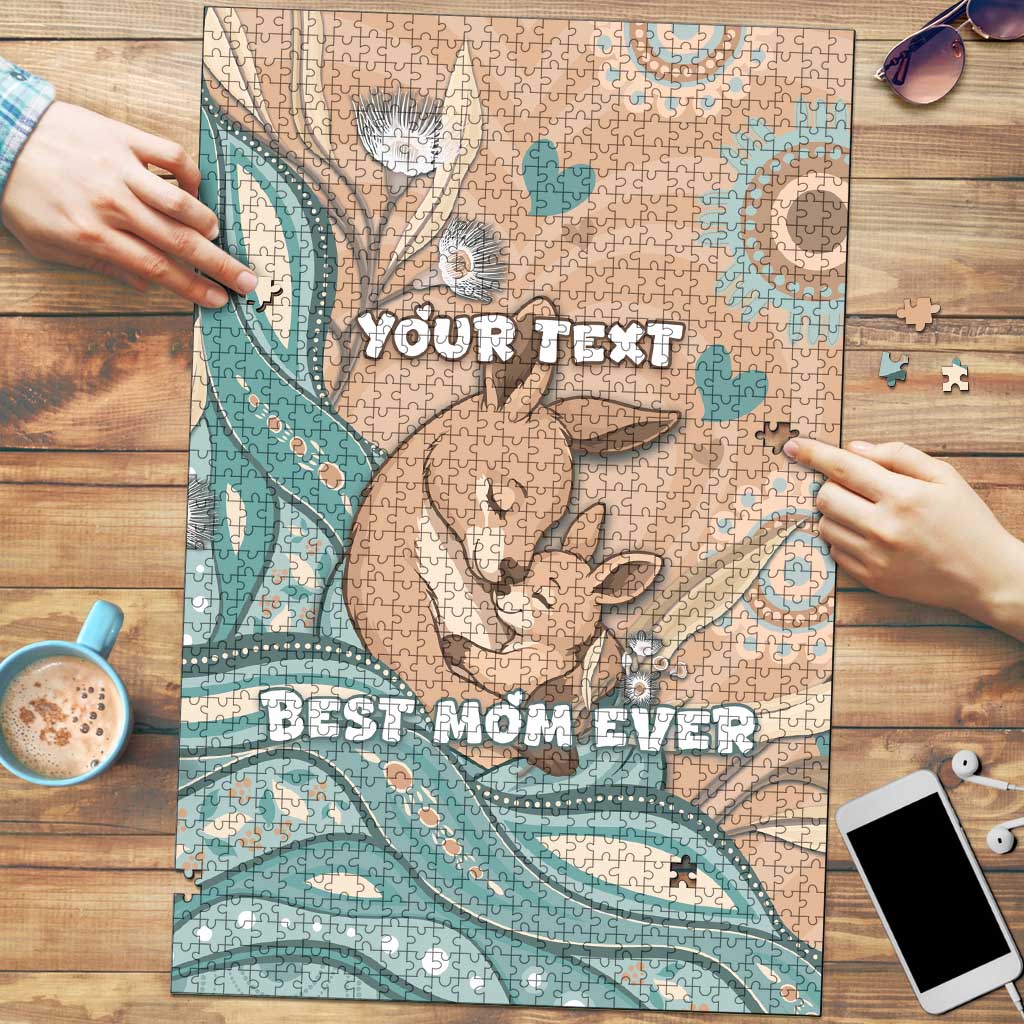 Personalised Australia Mother's Day Puzzle Kangaroo Mum And Joey Aboriginal Dot Art