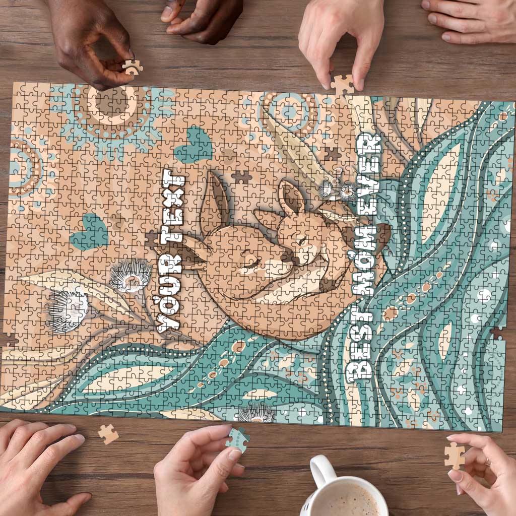 Personalised Australia Mother's Day Puzzle Kangaroo Mum And Joey Aboriginal Dot Art