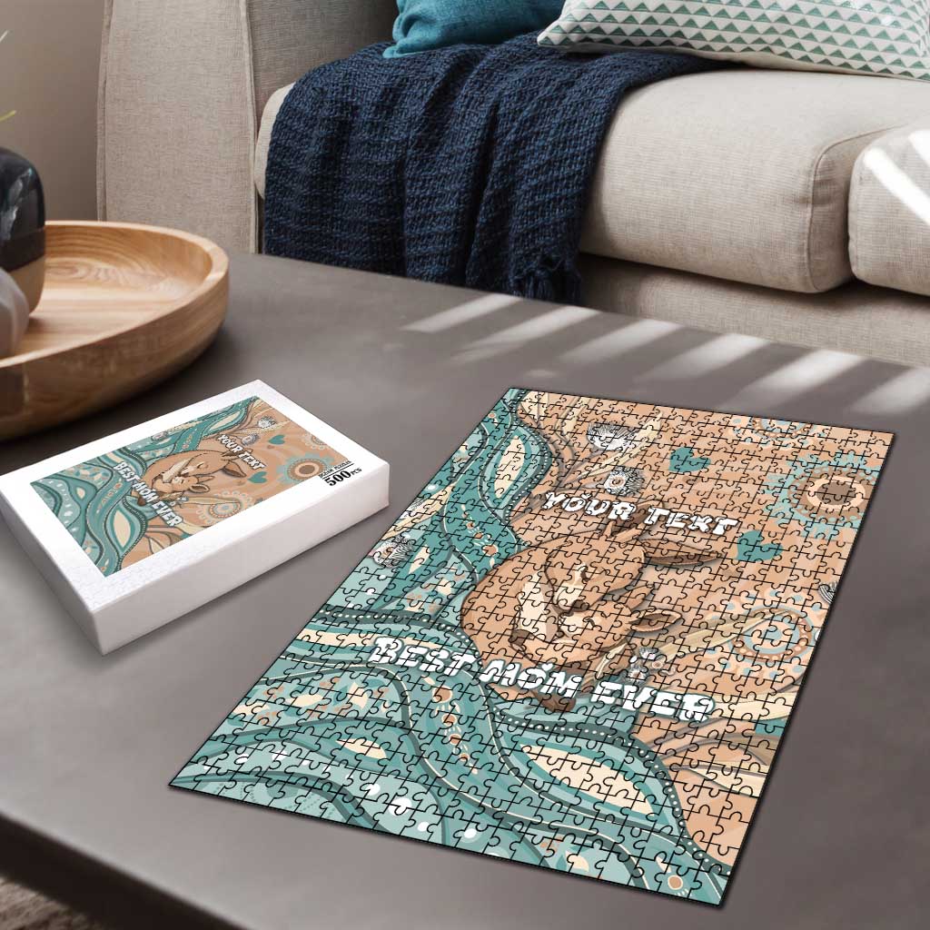 Personalised Australia Mother's Day Puzzle Kangaroo Mum And Joey Aboriginal Dot Art