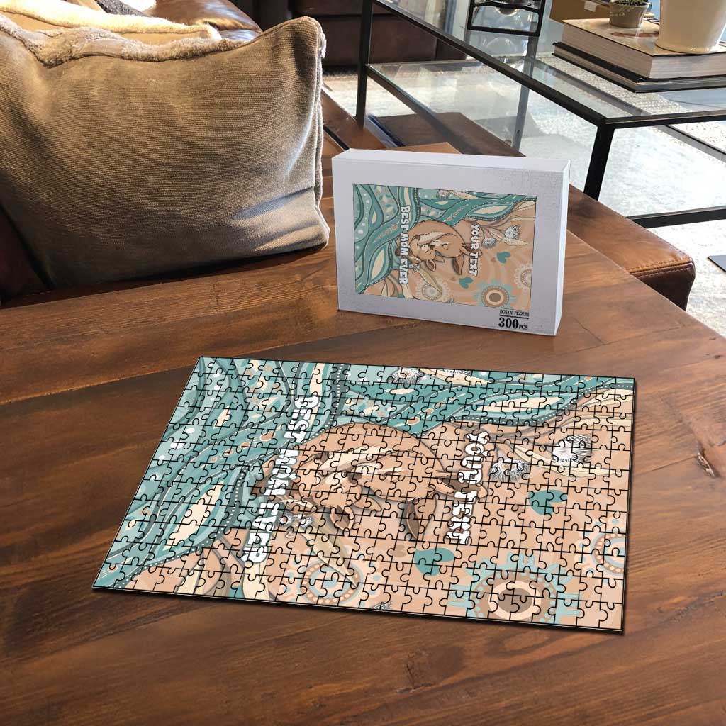 Personalised Australia Mother's Day Puzzle Kangaroo Mum And Joey Aboriginal Dot Art