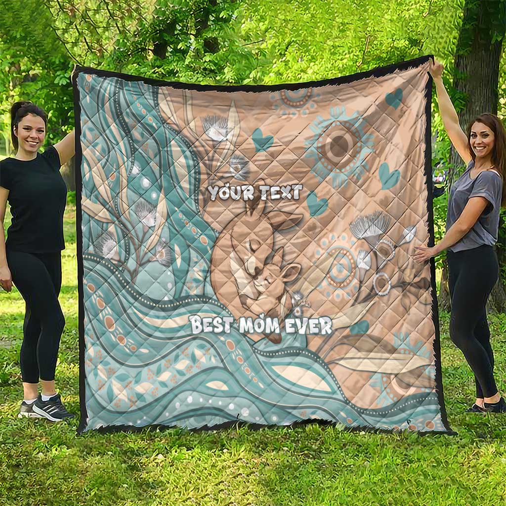 Personalised Australia Mother's Day Quilt Kangaroo Mum And Joey Aboriginal Dot Art
