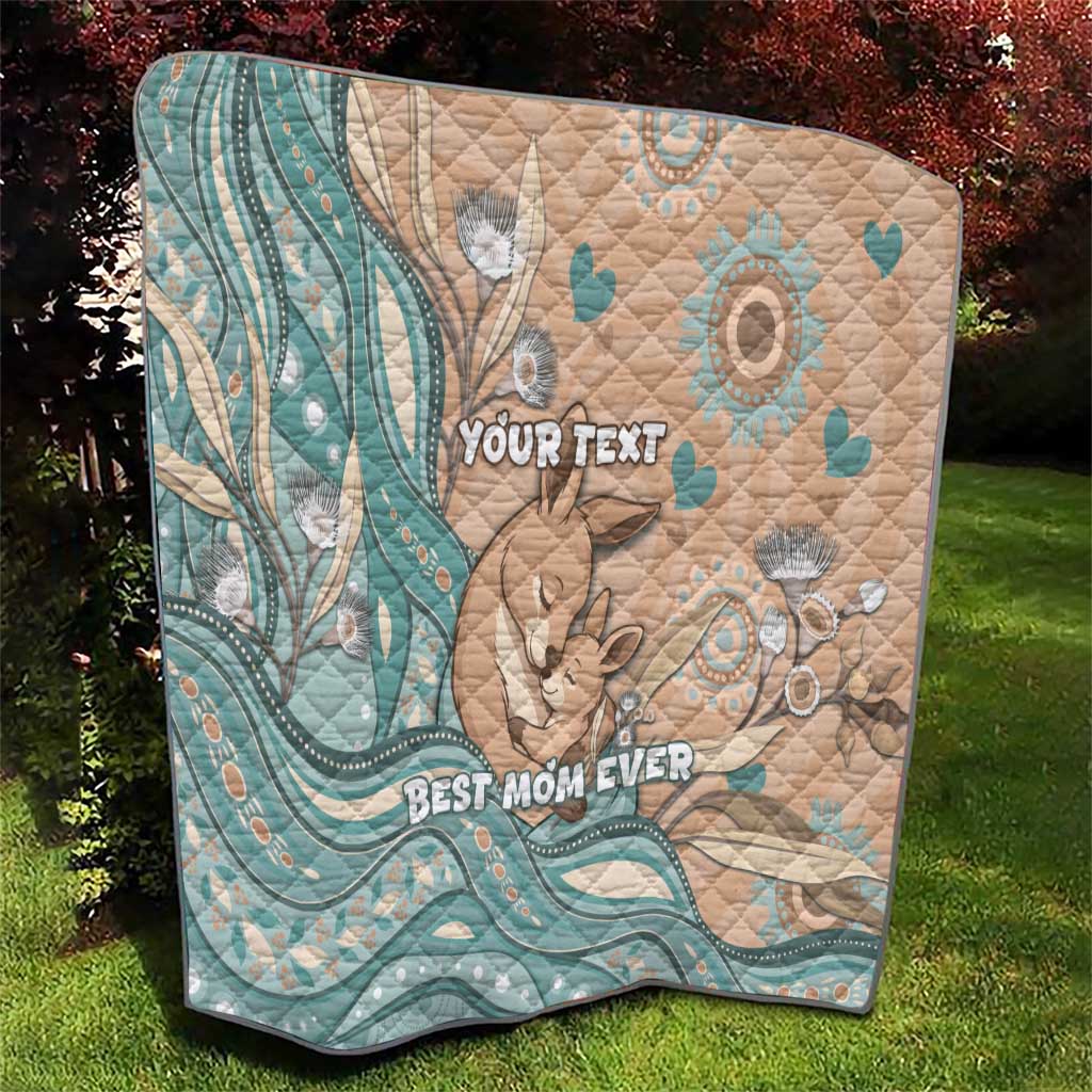 Personalised Australia Mother's Day Quilt Kangaroo Mum And Joey Aboriginal Dot Art