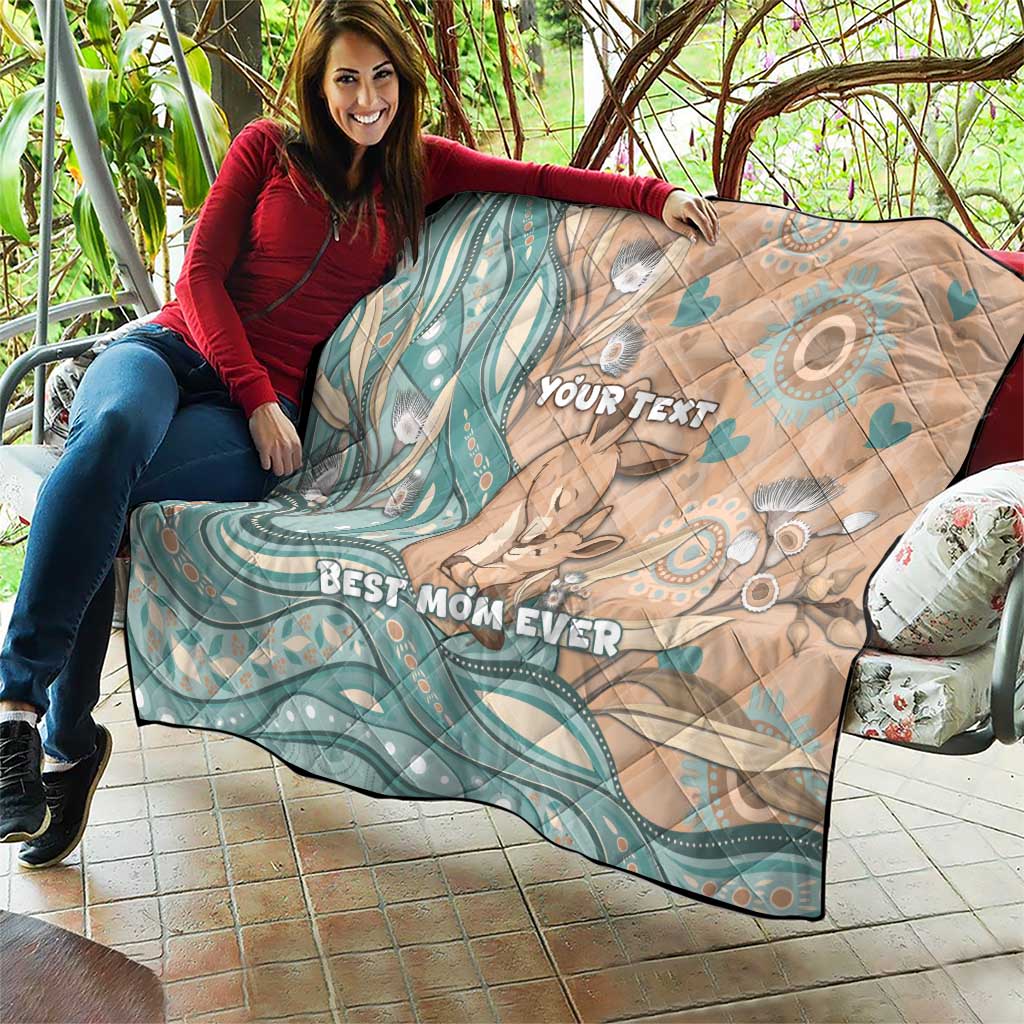Personalised Australia Mother's Day Quilt Kangaroo Mum And Joey Aboriginal Dot Art