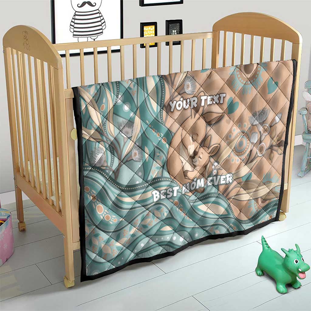 Personalised Australia Mother's Day Quilt Kangaroo Mum And Joey Aboriginal Dot Art