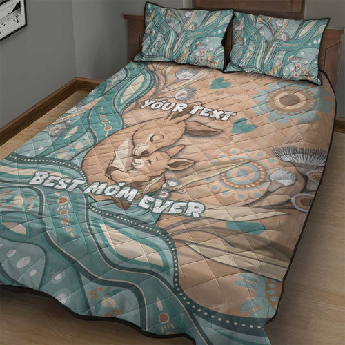 Personalised Australia Mother's Day Quilt Bed Set Kangaroo Mum And Joey Aboriginal Dot Art