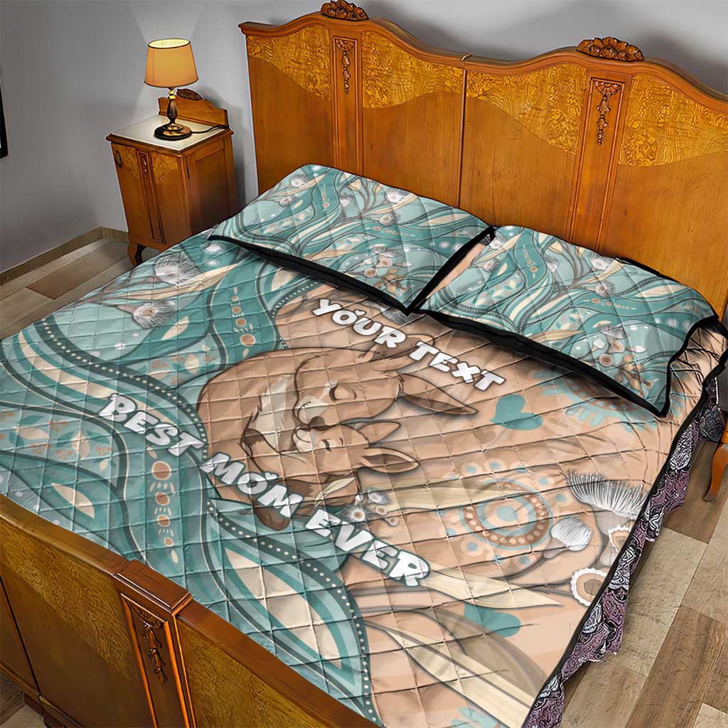 Personalised Australia Mother's Day Quilt Bed Set Kangaroo Mum And Joey Aboriginal Dot Art