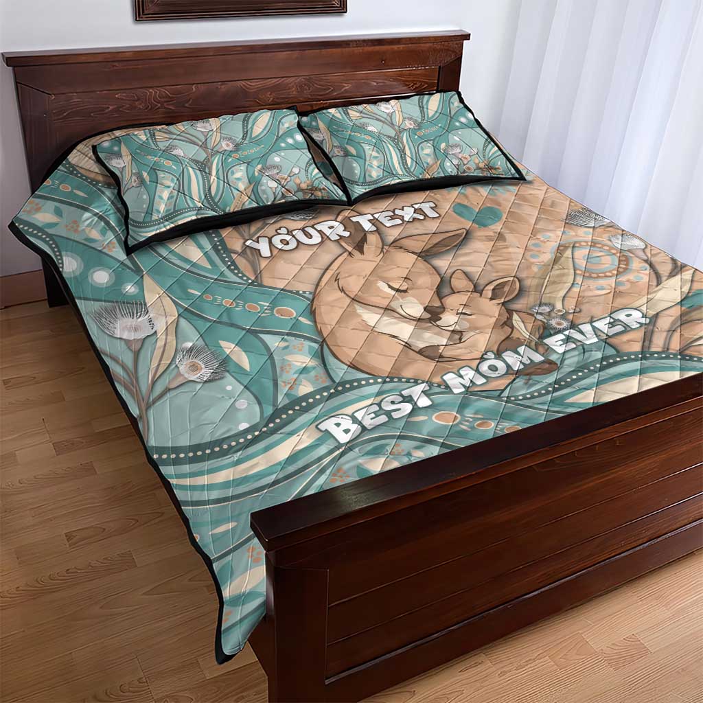 Personalised Australia Mother's Day Quilt Bed Set Kangaroo Mum And Joey Aboriginal Dot Art