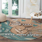 Personalised Australia Mother's Day Round Carpet Kangaroo Mum And Joey Aboriginal Dot Art