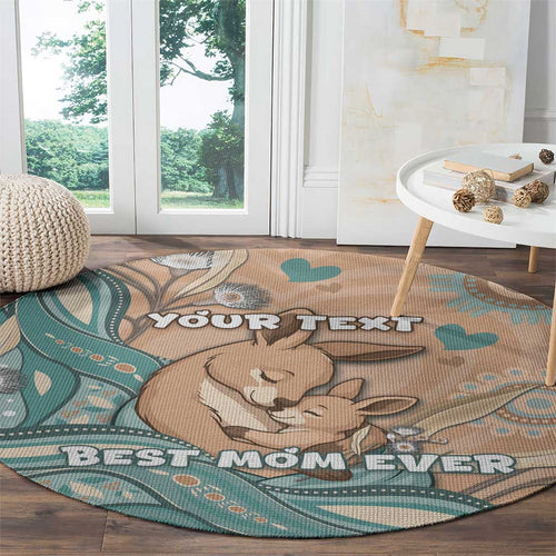 Personalised Australia Mother's Day Round Carpet Kangaroo Mum And Joey Aboriginal Dot Art