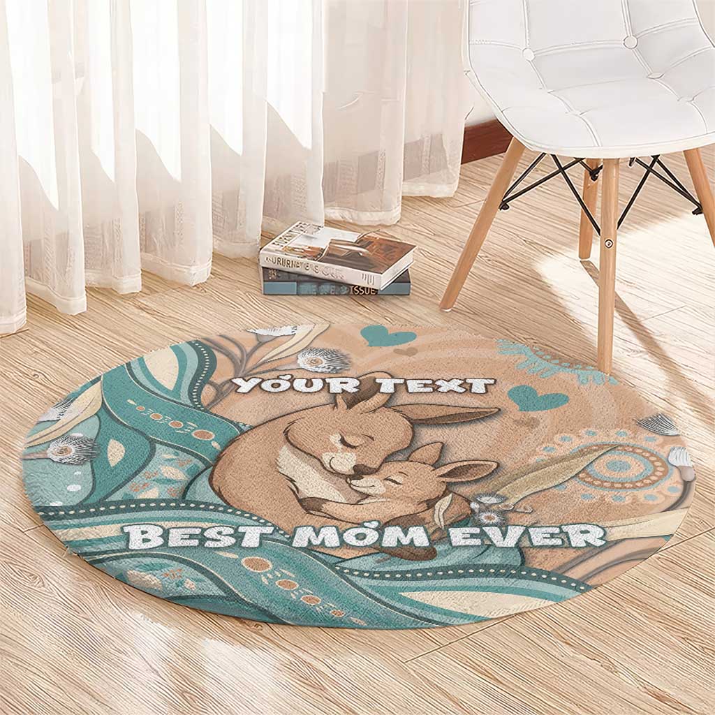 Personalised Australia Mother's Day Round Carpet Kangaroo Mum And Joey Aboriginal Dot Art