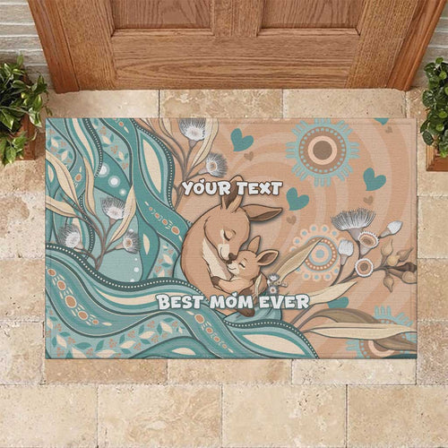 Personalised Australia Mother's Day Rubber Doormat Kangaroo Mum And Joey Aboriginal Dot Art