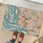 Personalised Australia Mother's Day Rubber Doormat Kangaroo Mum And Joey Aboriginal Dot Art
