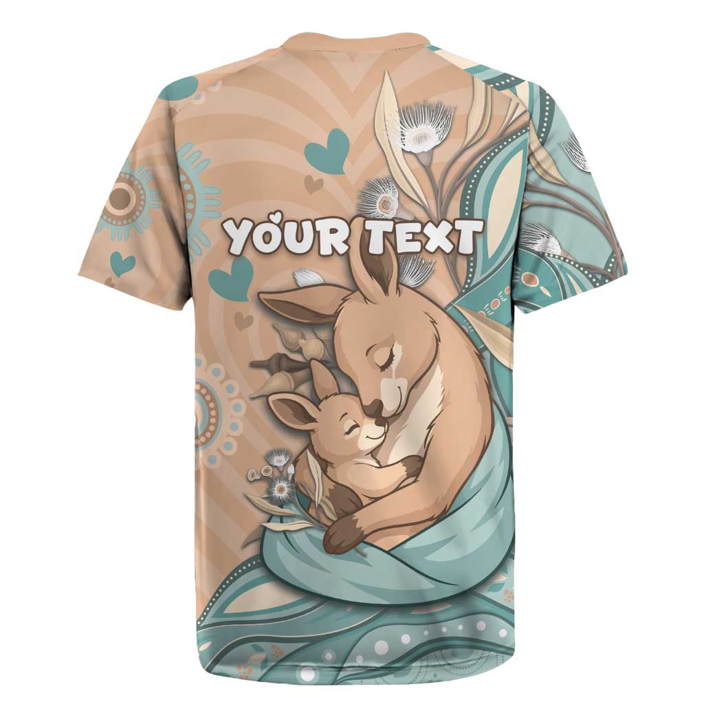 Personalised Australia Mother's Day Rugby Jersey Kangaroo Mum And Joey Aboriginal Dot Art