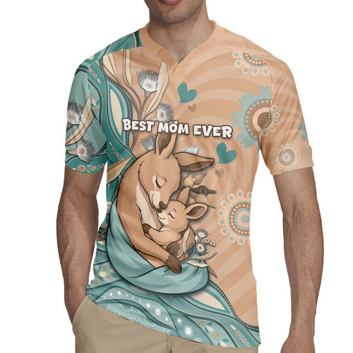 Personalised Australia Mother's Day Rugby Jersey Kangaroo Mum And Joey Aboriginal Dot Art