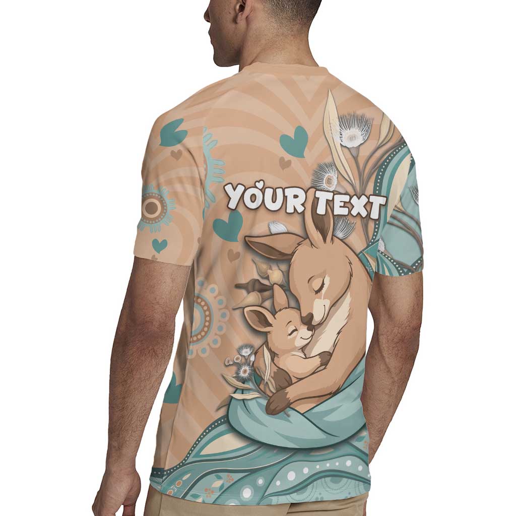 Personalised Australia Mother's Day Rugby Jersey Kangaroo Mum And Joey Aboriginal Dot Art