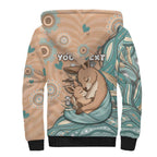 Personalised Australia Mother's Day Sherpa Hoodie Kangaroo Mum And Joey Aboriginal Dot Art