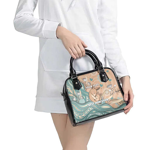 Personalised Australia Mother's Day Shoulder Handbag Kangaroo Mum And Joey Aboriginal Dot Art
