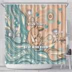 Personalised Australia Mother's Day Shower Curtain Kangaroo Mum And Joey Aboriginal Dot Art