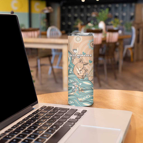 Personalised Australia Mother's Day Skinny Tumbler Kangaroo Mum And Joey Aboriginal Dot Art