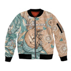 Personalised Australia Mother's Day Sleeve Zip Bomber Jacket Kangaroo Mum And Joey Aboriginal Dot Art