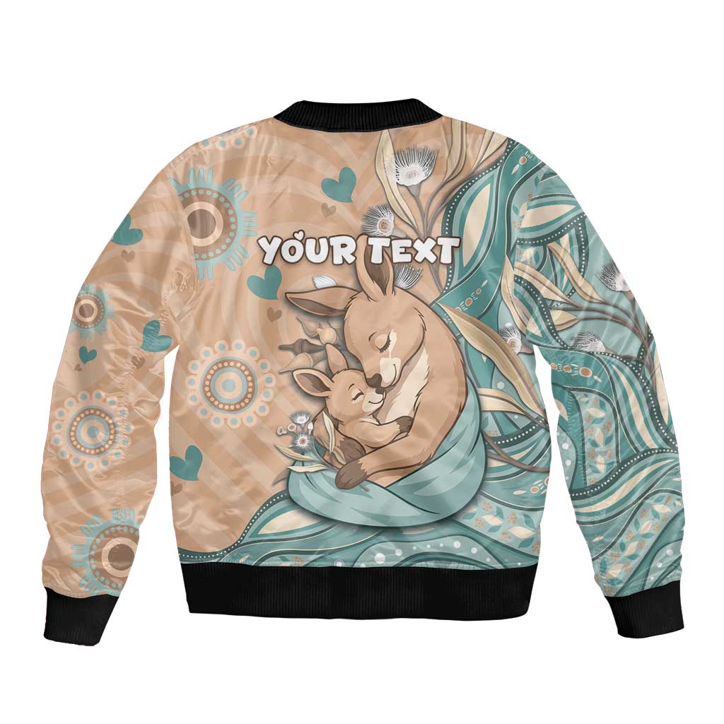 Personalised Australia Mother's Day Sleeve Zip Bomber Jacket Kangaroo Mum And Joey Aboriginal Dot Art