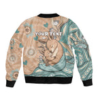 Personalised Australia Mother's Day Sleeve Zip Bomber Jacket Kangaroo Mum And Joey Aboriginal Dot Art