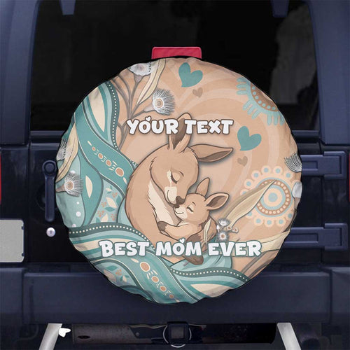 Personalised Australia Mother's Day Spare Tire Cover Kangaroo Mum And Joey Aboriginal Dot Art