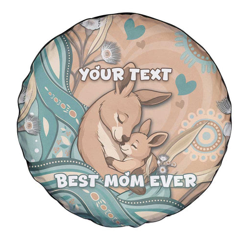 Personalised Australia Mother's Day Spare Tire Cover Kangaroo Mum And Joey Aboriginal Dot Art