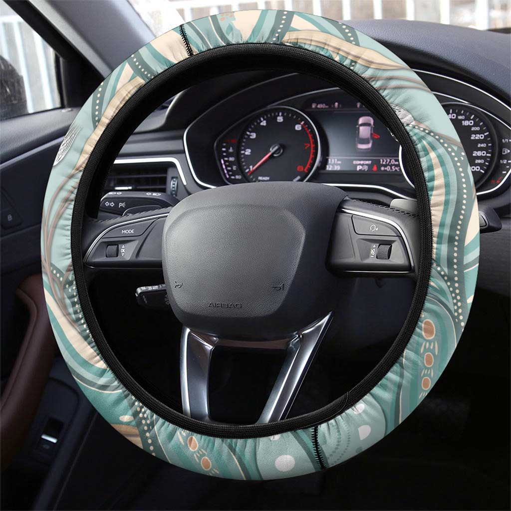 Australia Mother's Day Steering Wheel Cover Kangaroo Mum And Joey Aboriginal Dot Art