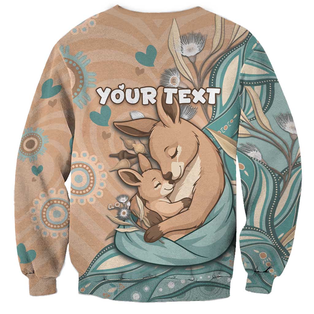 Personalised Australia Mother's Day Sweatshirt Kangaroo Mum And Joey Aboriginal Dot Art
