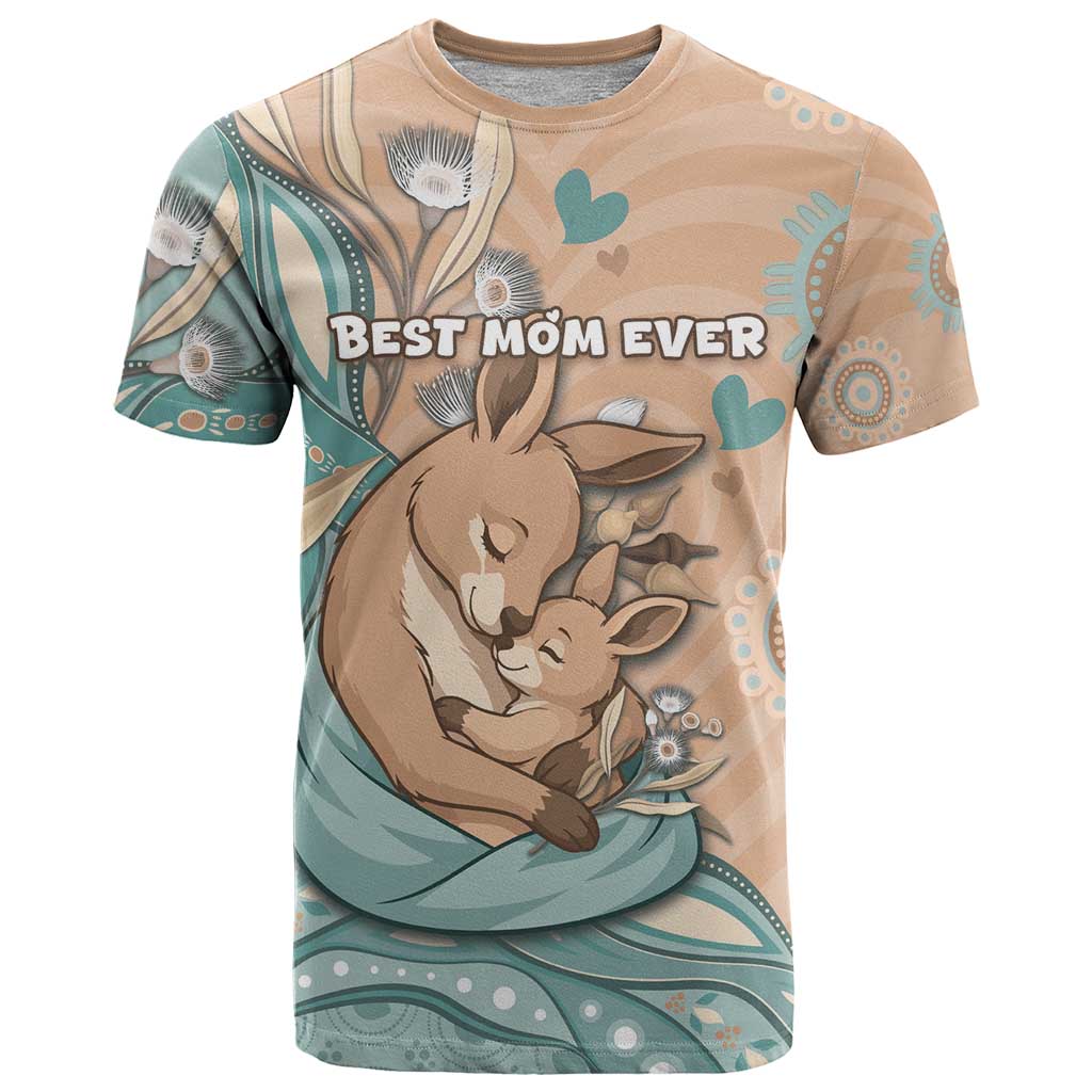 Personalised Australia Mother's Day T Shirt Kangaroo Mum And Joey Aboriginal Dot Art
