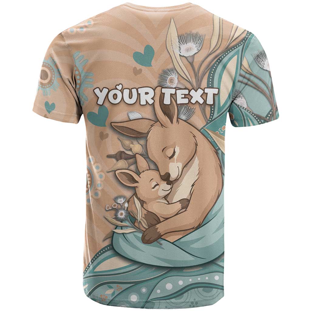 Personalised Australia Mother's Day T Shirt Kangaroo Mum And Joey Aboriginal Dot Art