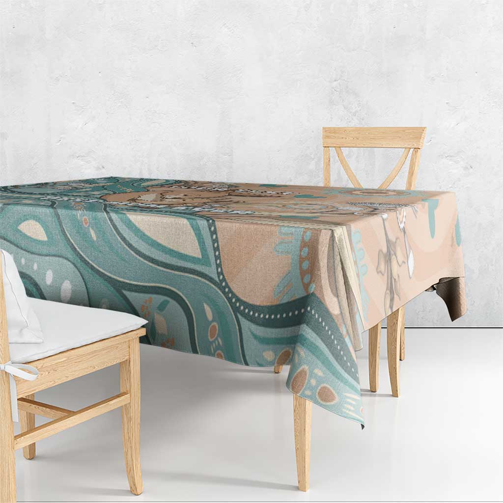 Personalised Australia Mother's Day Tablecloth Kangaroo Mum And Joey Aboriginal Dot Art