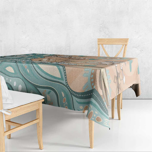 Personalised Australia Mother's Day Tablecloth Kangaroo Mum And Joey Aboriginal Dot Art