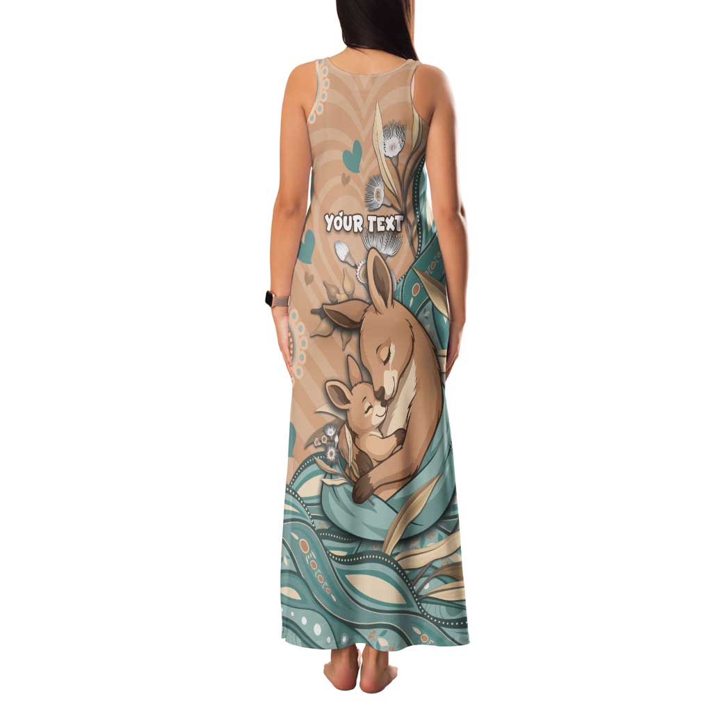 Personalised Australia Mother's Day Tank Maxi Dress Kangaroo Mum And Joey Aboriginal Dot Art