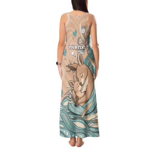 Personalised Australia Mother's Day Tank Maxi Dress Kangaroo Mum And Joey Aboriginal Dot Art
