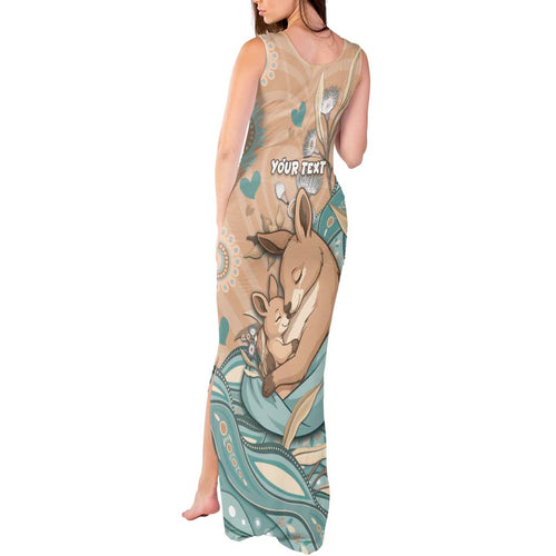 Personalised Australia Mother's Day Tank Maxi Dress Kangaroo Mum And Joey Aboriginal Dot Art