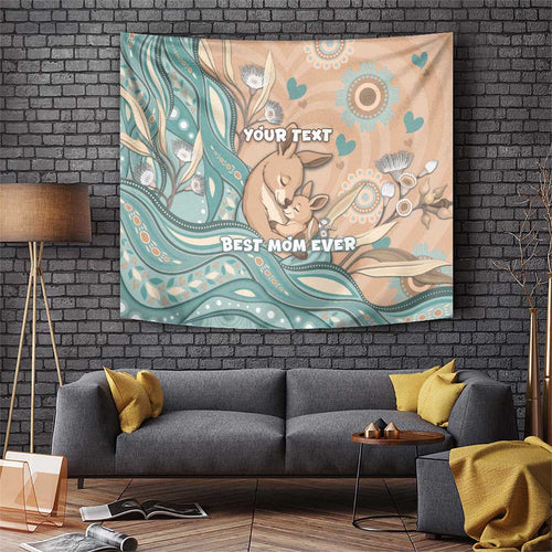 Personalised Australia Mother's Day Tapestry Kangaroo Mum And Joey Aboriginal Dot Art
