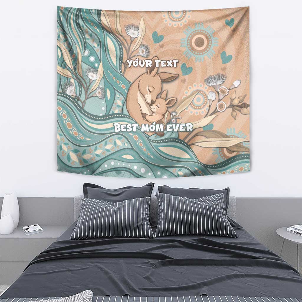 Personalised Australia Mother's Day Tapestry Kangaroo Mum And Joey Aboriginal Dot Art