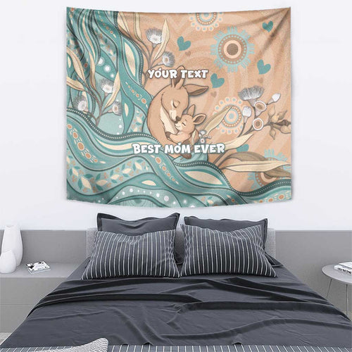 Personalised Australia Mother's Day Tapestry Kangaroo Mum And Joey Aboriginal Dot Art