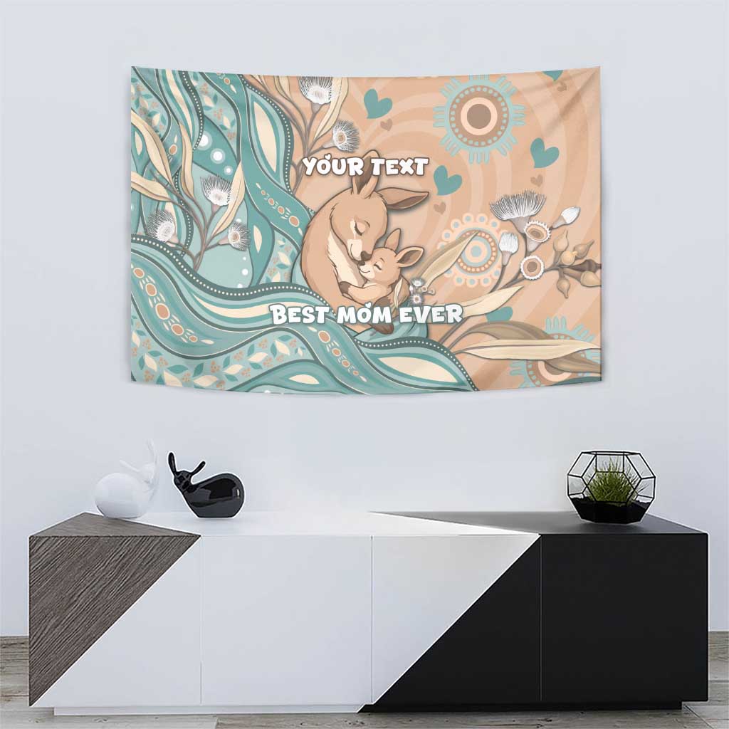 Personalised Australia Mother's Day Tapestry Kangaroo Mum And Joey Aboriginal Dot Art